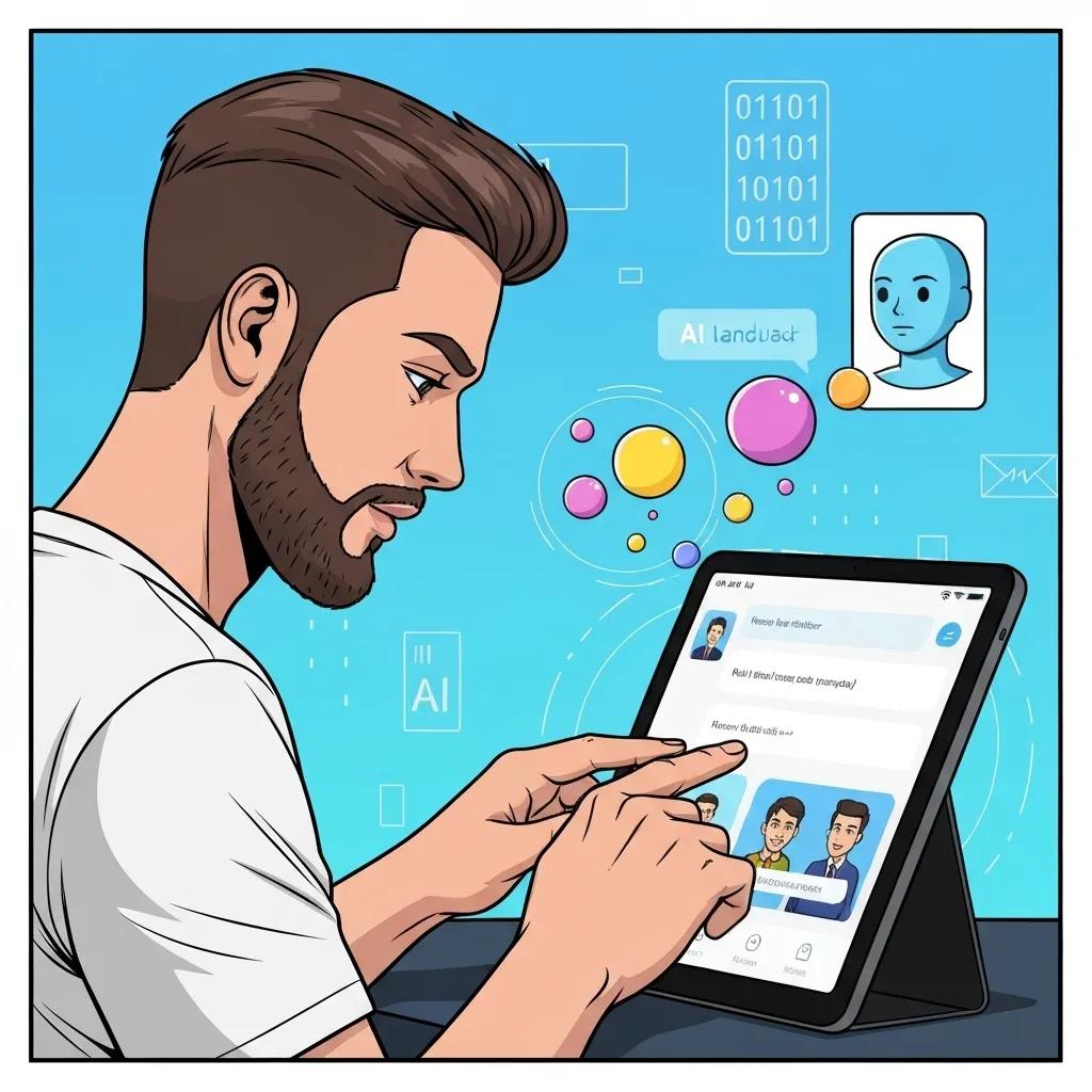 User engaging with AI features in a language learning app