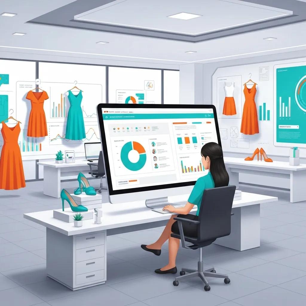 Modern data analysis environment showcasing fashion data analytics and customer profiles